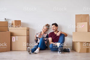 young couple moving